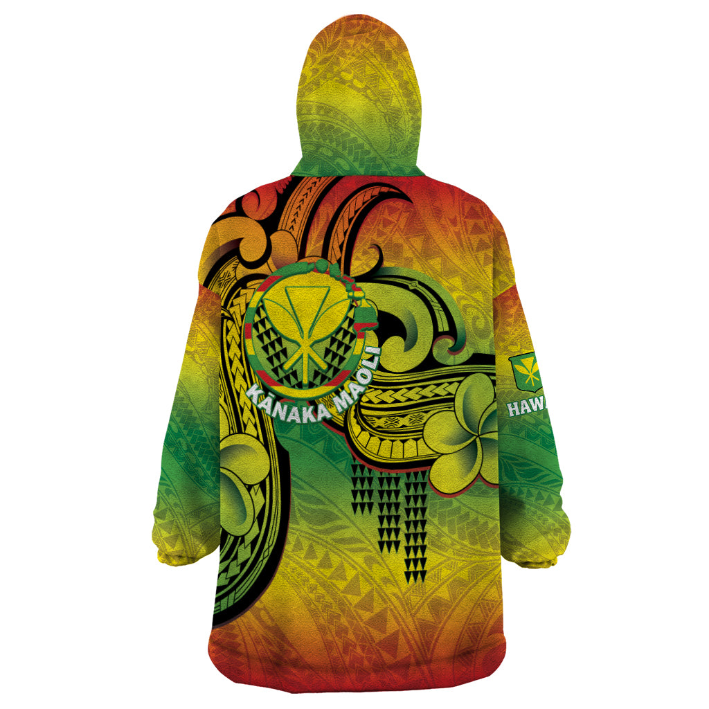 Hawaii Flag Day Wearable Blanket Hoodie Kanaka Maoli With Kakau Polynesian Pattern LT14