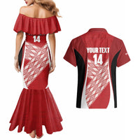 Tonga Rugby Custom Couples Matching Mermaid Dress and Hawaiian Shirt Go ʻIkale Tahi Go Tongan Tapa Cloth