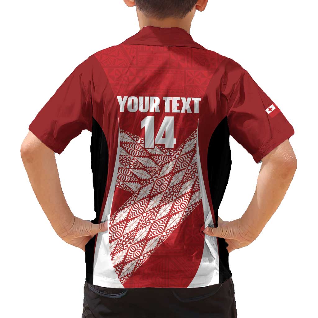 Tonga Rugby Custom Family Matching Tank Maxi Dress and Hawaiian Shirt Go ʻIkale Tahi Go Tongan Tapa Cloth