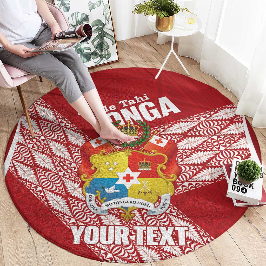 Tonga Rugby Custom Round Carpet Go ʻIkale Tahi Go Tongan Tapa Cloth