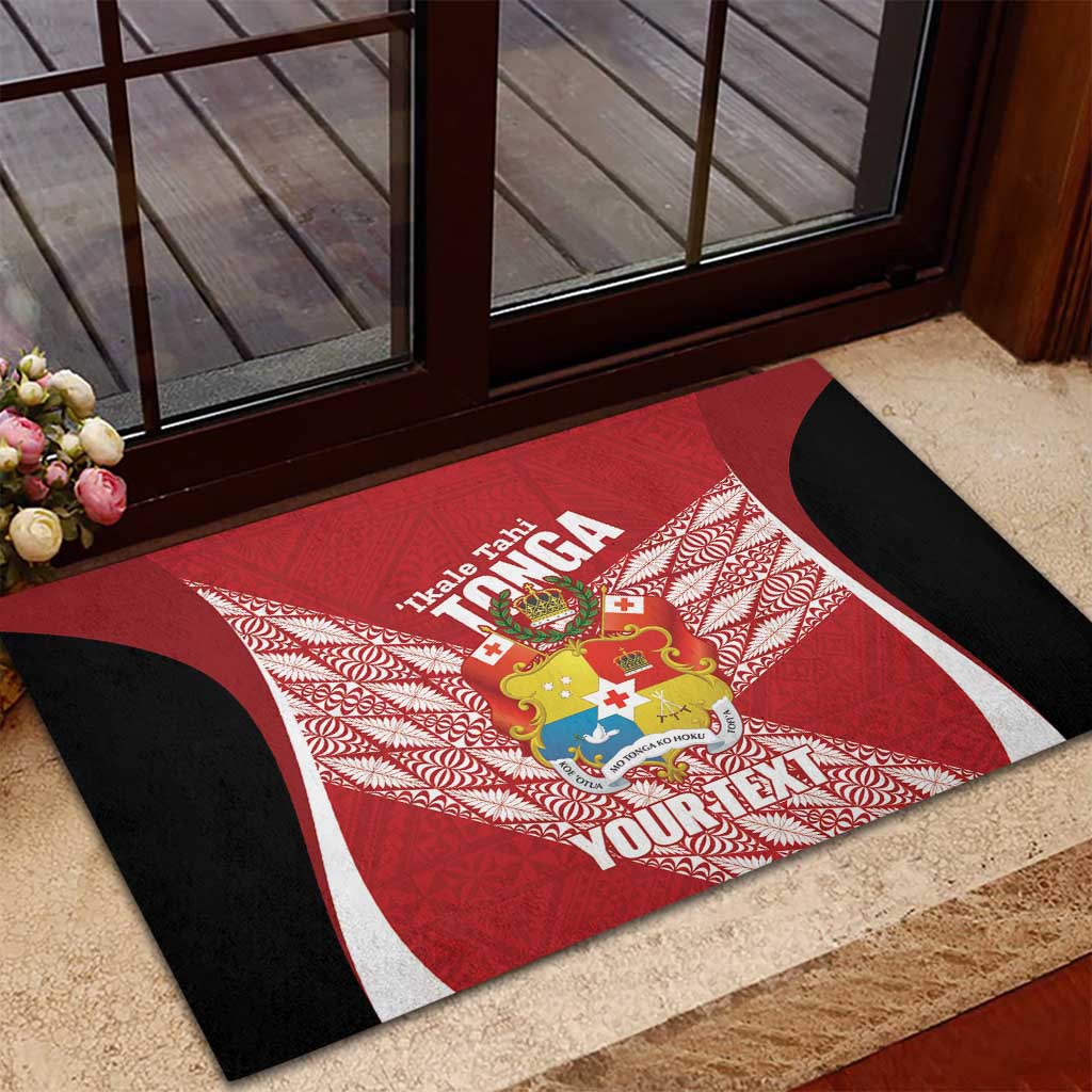 Tonga Rugby Custom Rubber Doormat Go ʻIkale Tahi Go Tongan Tapa Cloth