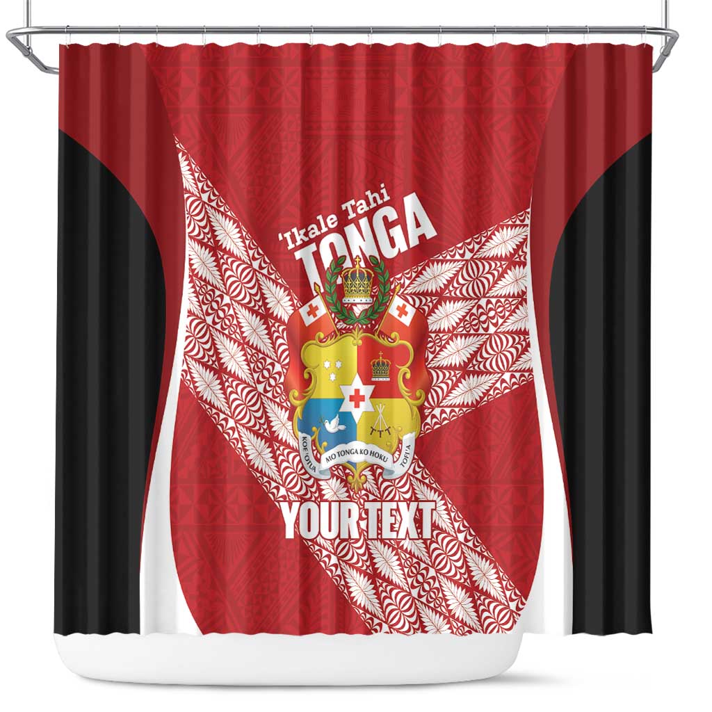 Tonga Rugby Custom Shower Curtain Go ʻIkale Tahi Go Tongan Tapa Cloth