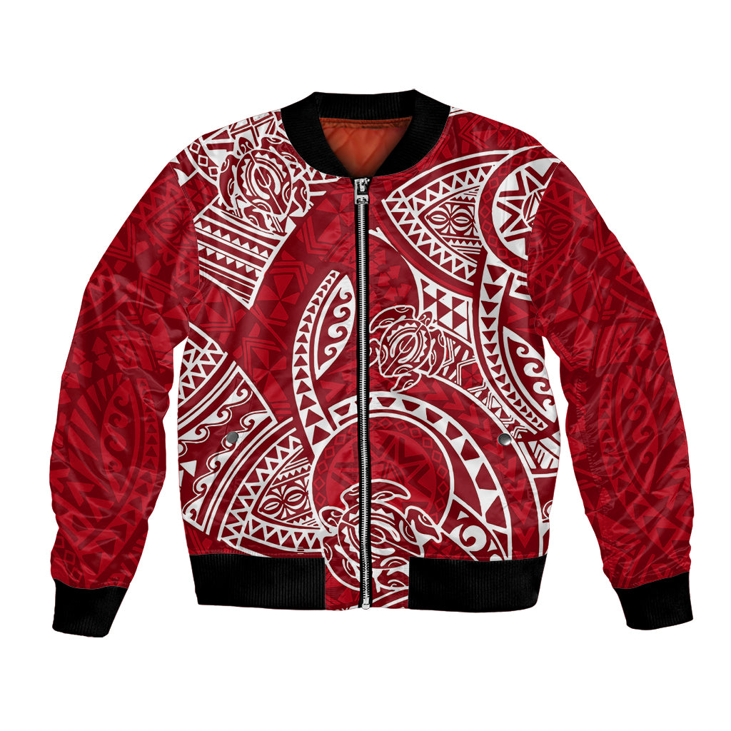 Polynesian Pride Hawaii Bomber Jacket Hawaiian Tribal Honu Red Version LT14 Unisex Red - Polynesian Pride