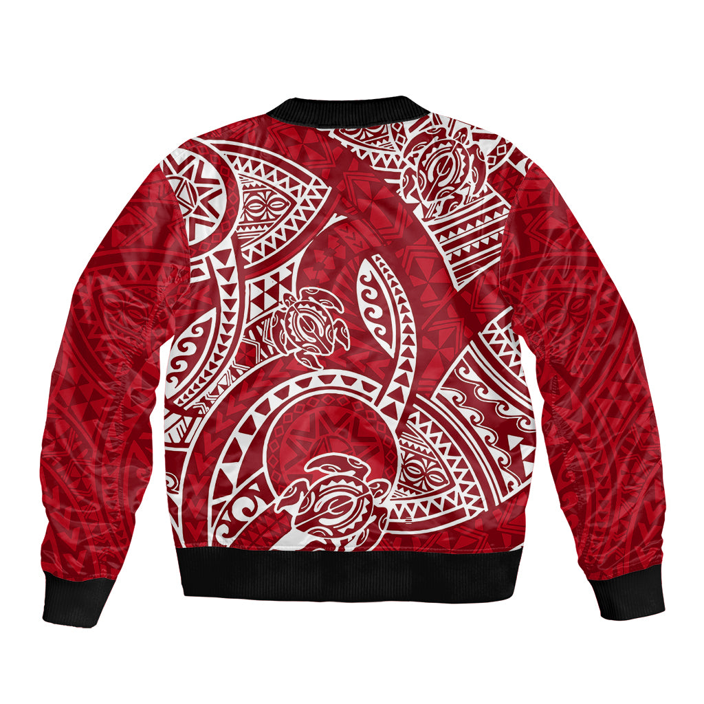Polynesian Pride Hawaii Bomber Jacket Hawaiian Tribal Honu Red Version LT14 - Polynesian Pride