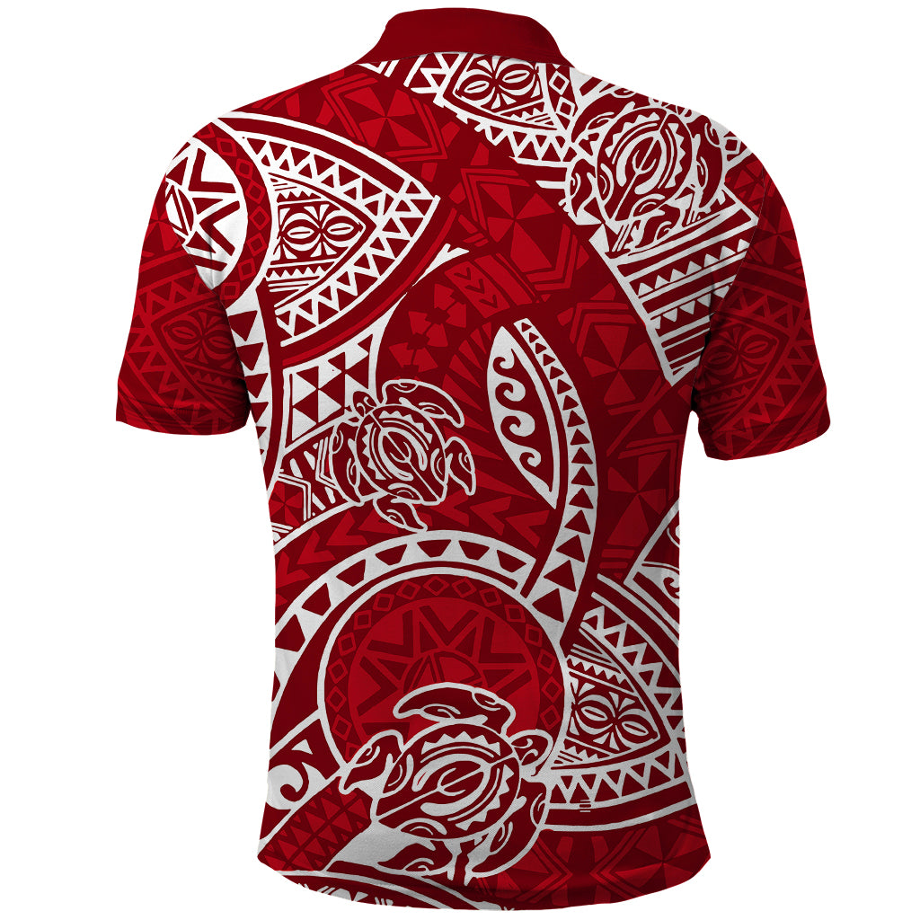 Polynesian Pride Hawaii Polo Shirt Hawaiian Tribal Honu Red Version LT14 - Polynesian Pride