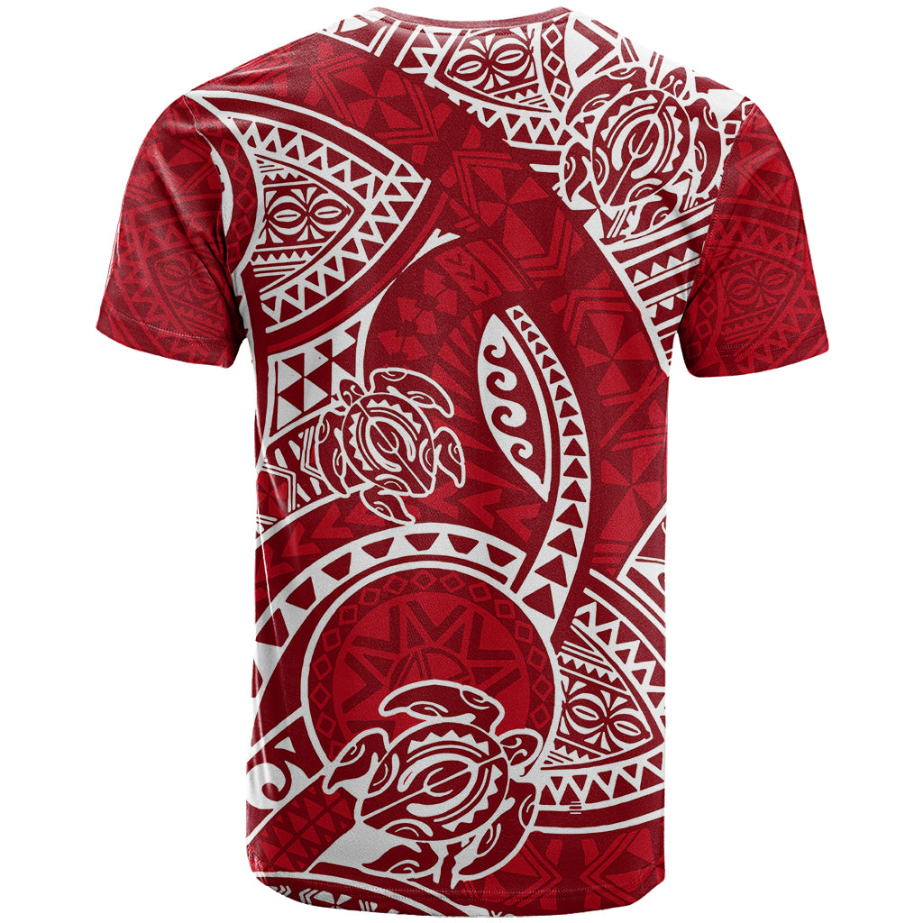 Polynesian Pride Hawaii T Shirt Hawaiian Tribal Honu Red Version LT14 - Polynesian Pride