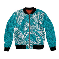 Polynesian Pride Hawaii Bomber Jacket Hawaiian Tribal Honu Turquoise Version LT14 Unisex Turquoise - Polynesian Pride