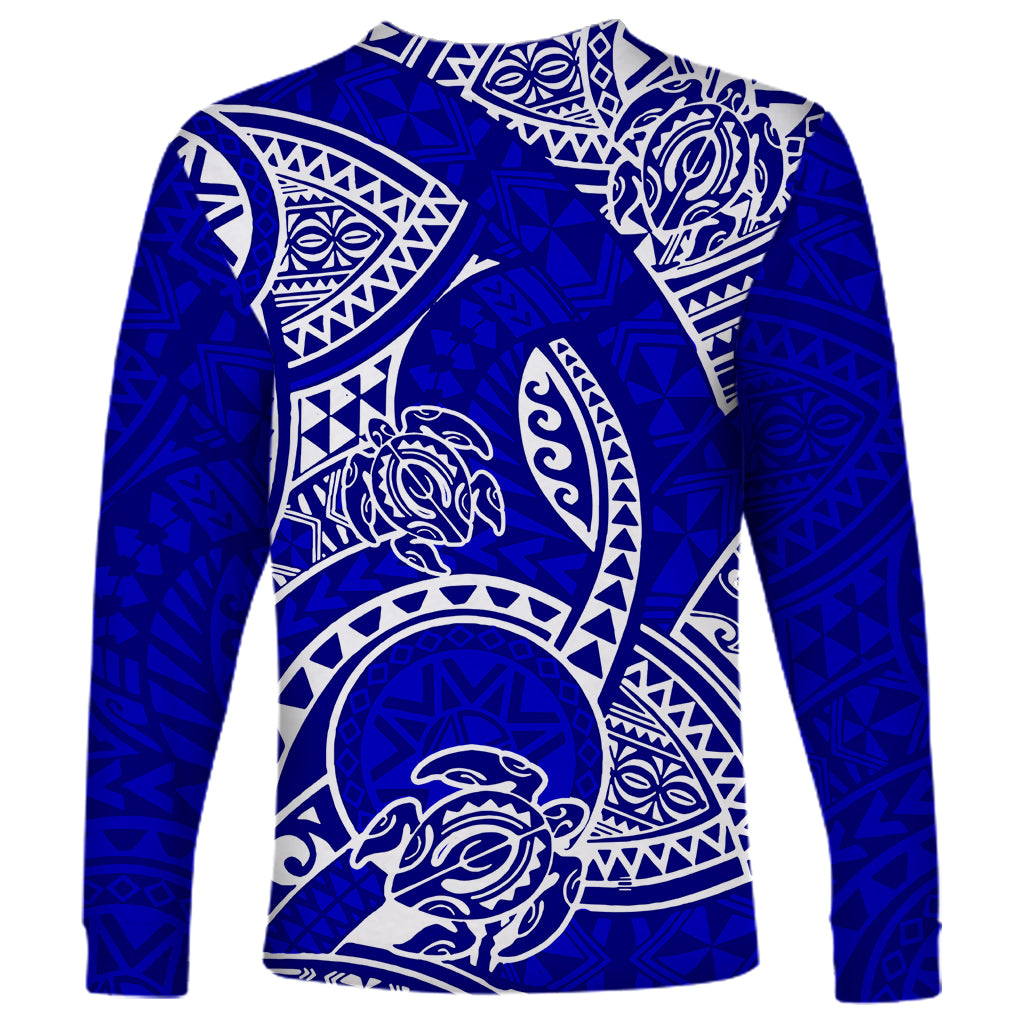 Polynesian Pride Hawaii Long Sleeve Shirt Hawaiian Tribal Honu Blue Version LT14 - Polynesian Pride