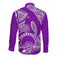 Polynesian Pride Hawaii Long Sleeve Button Shirt Hawaiian Tribal Honu Purple Version LT14 - Polynesian Pride