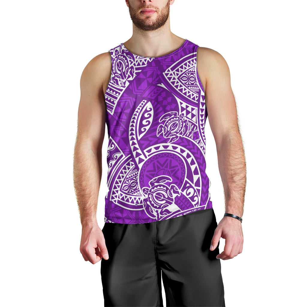 Polynesian Pride Hawaii Men Tank Top Hawaiian Tribal Honu Purple Version LT14 - Polynesian Pride