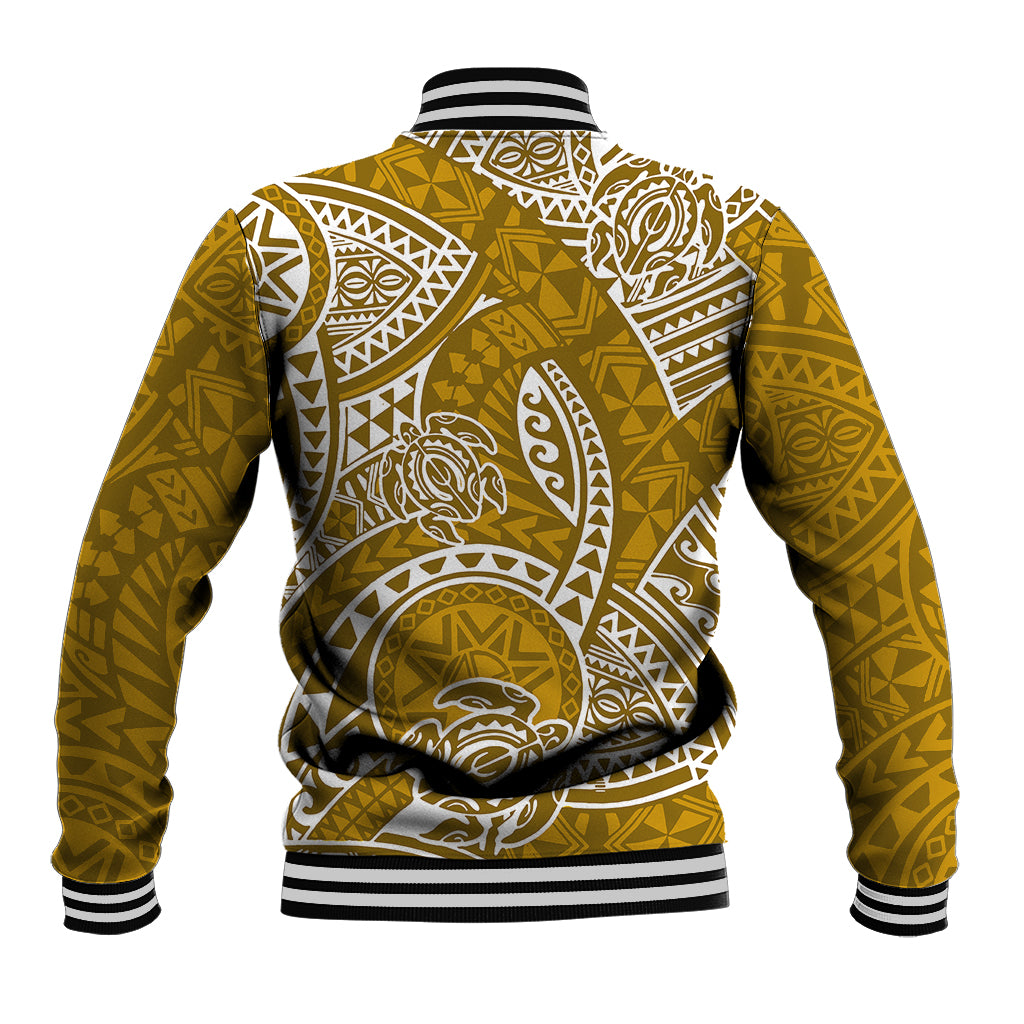 Polynesian Pride Hawaii Baseball Jacket Hawaiian Tribal Honu Gold Version LT14 - Polynesian Pride