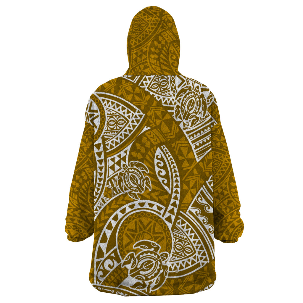 Polynesian Pride Hawaii Wearable Blanket Hoodie Hawaiian Tribal Honu Gold Version LT14 - Polynesian Pride