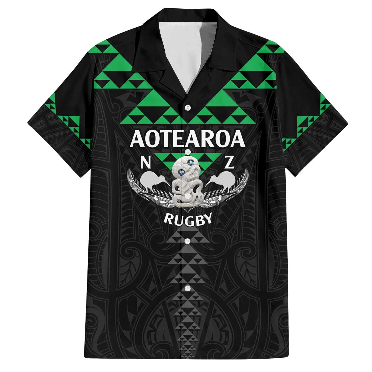 Personalised Aotearoa Rugby Family Matching Off The Shoulder Long Sleeve Dress and Hawaiian Shirt New Zealand Maori Kete Matauranga Pattern