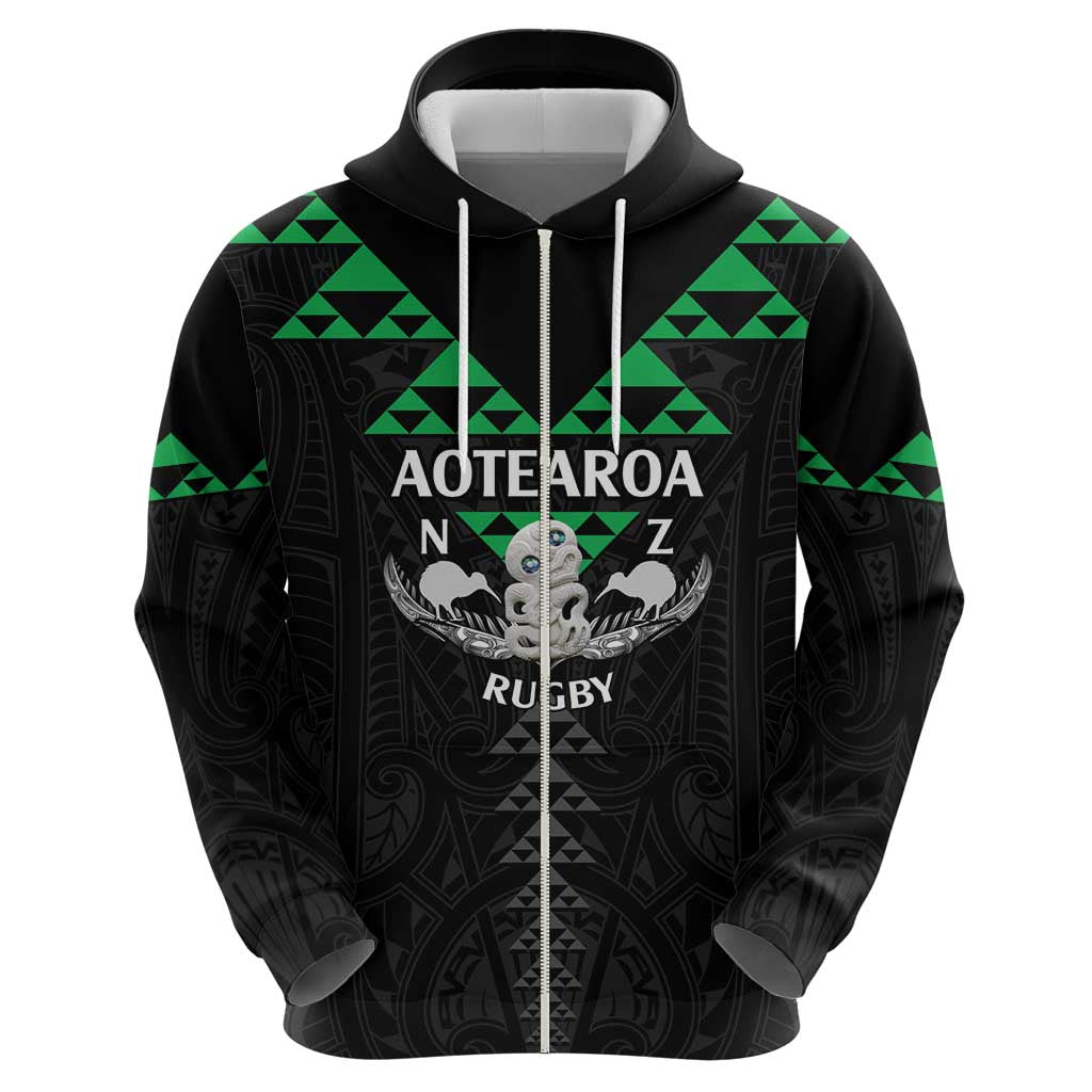 Personalised Aotearoa Rugby Hoodie New Zealand Maori Kete Matauranga Pattern