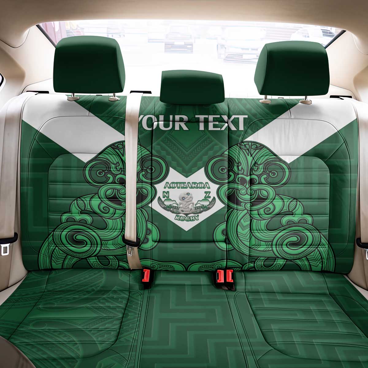 Custom Aotearoa Rugby Back Car Seat Cover New Zealand Maori Kete Poutama Pattern LT14 - Polynesian Pride