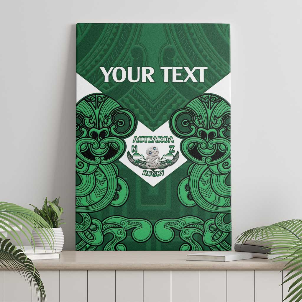 Custom Aotearoa Rugby Canvas Wall Art New Zealand Maori Kete Poutama Pattern