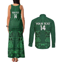 Custom Aotearoa Rugby Couples Matching Tank Maxi Dress and Long Sleeve Button Shirt New Zealand Maori Kete Poutama Pattern