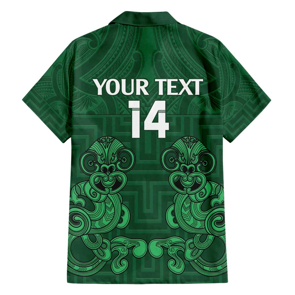 Custom Aotearoa Rugby Family Matching Off Shoulder Maxi Dress and Hawaiian Shirt New Zealand Maori Kete Poutama Pattern