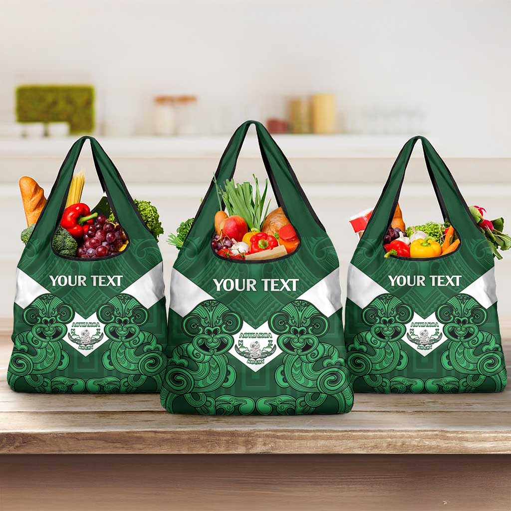 Custom Aotearoa Rugby Grocery Bag New Zealand Maori Kete Poutama Pattern LT14 3-pack One Size Green - Polynesian Pride