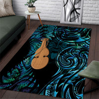 Kotiate New Zealand Area Rug Maori Weapon Paua Shell Haka Fern LT14 Turquoise - Polynesian Pride