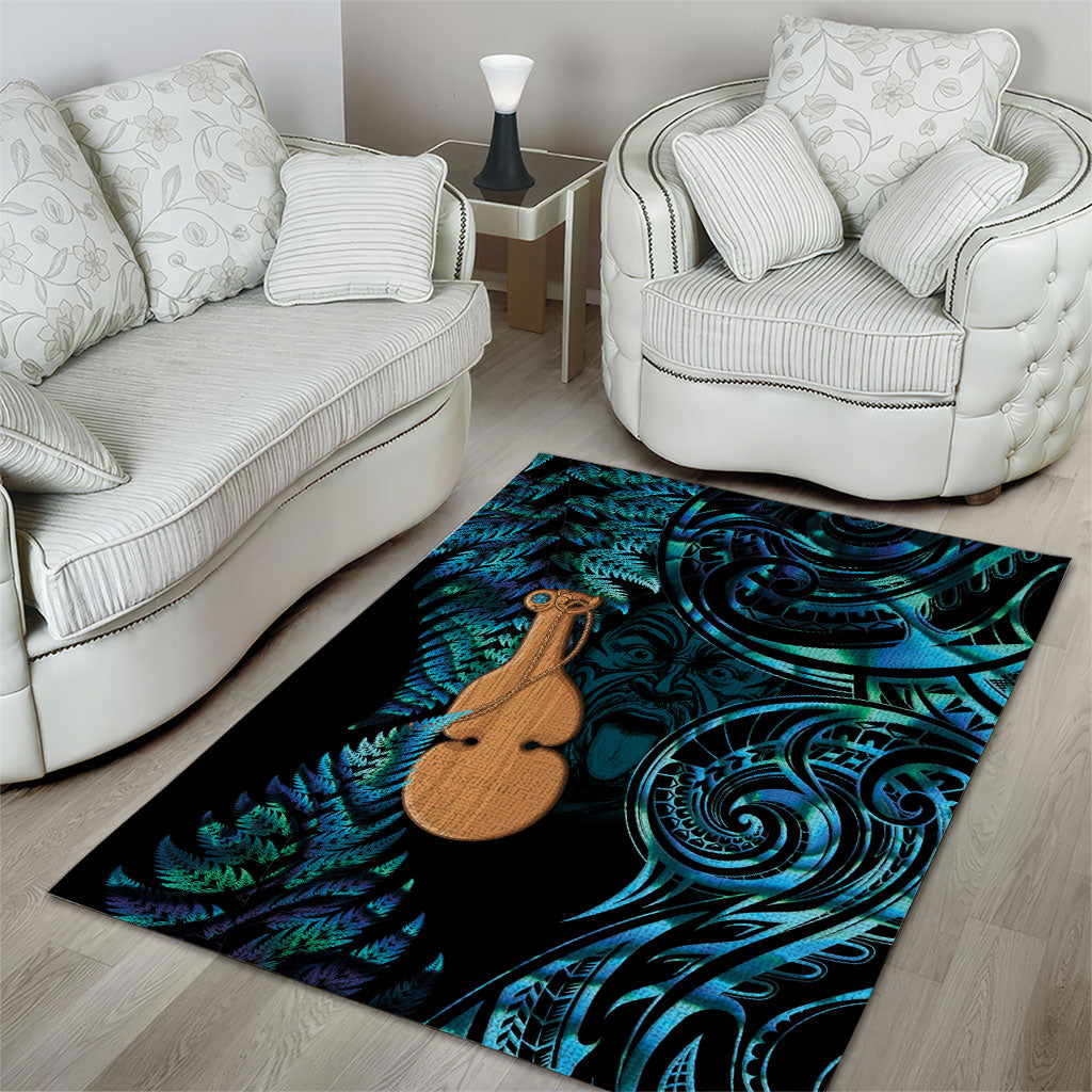 Kotiate New Zealand Area Rug Maori Weapon Paua Shell Haka Fern LT14 - Polynesian Pride