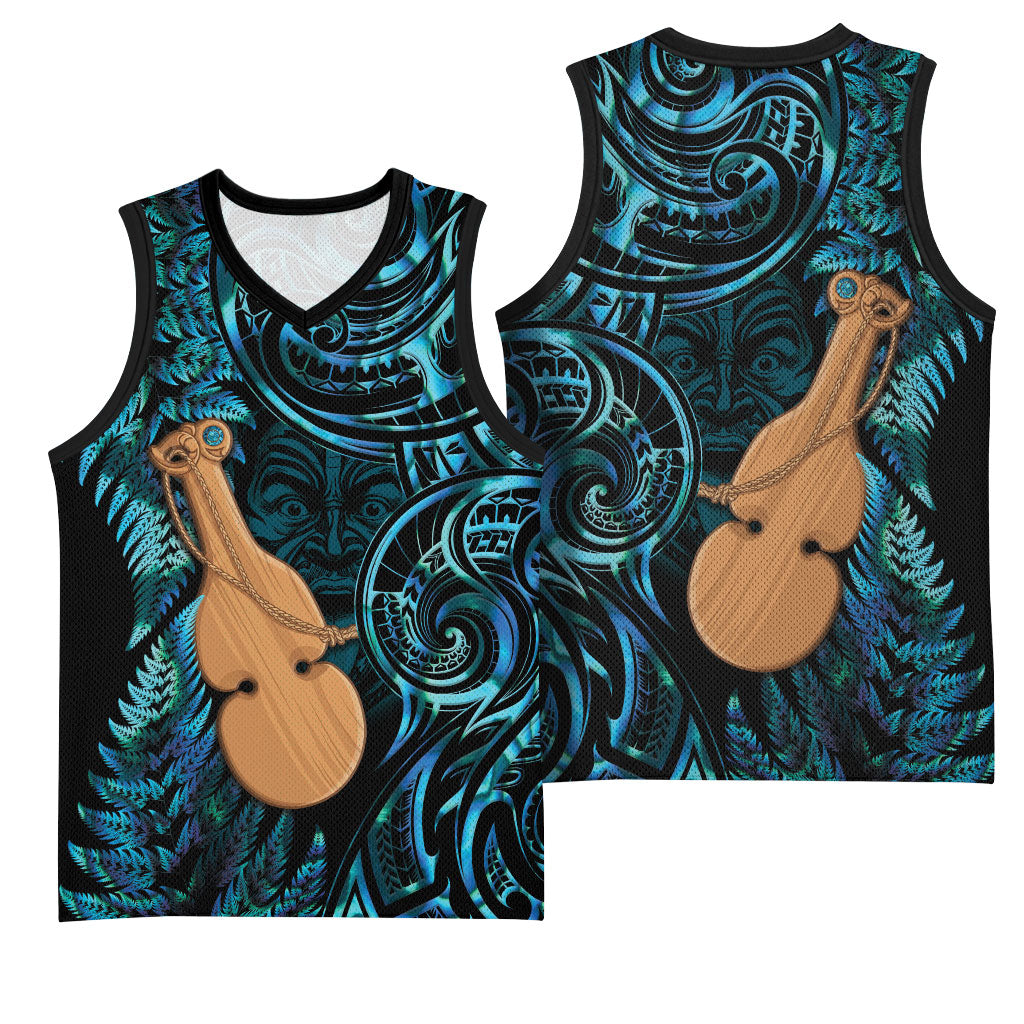 Kotiate New Zealand Basketball Jersey Maori Weapon Paua Shell Haka Fern LT14 - Polynesian Pride