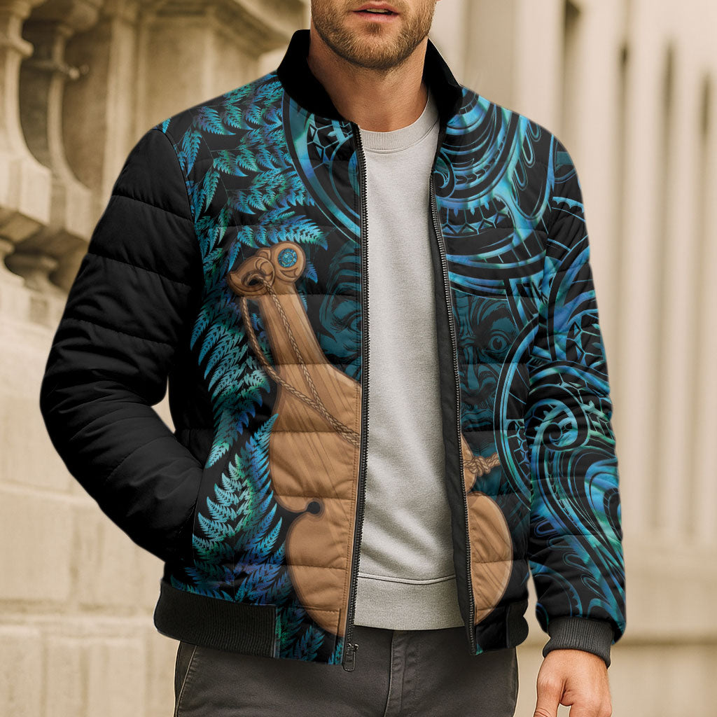 Kotiate New Zealand Bomber Puffer Jacket Maori Weapon Paua Shell Haka Fern LT14 - Polynesian Pride