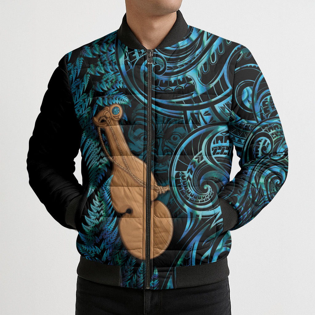 Kotiate New Zealand Bomber Puffer Jacket Maori Weapon Paua Shell Haka Fern LT14 - Polynesian Pride