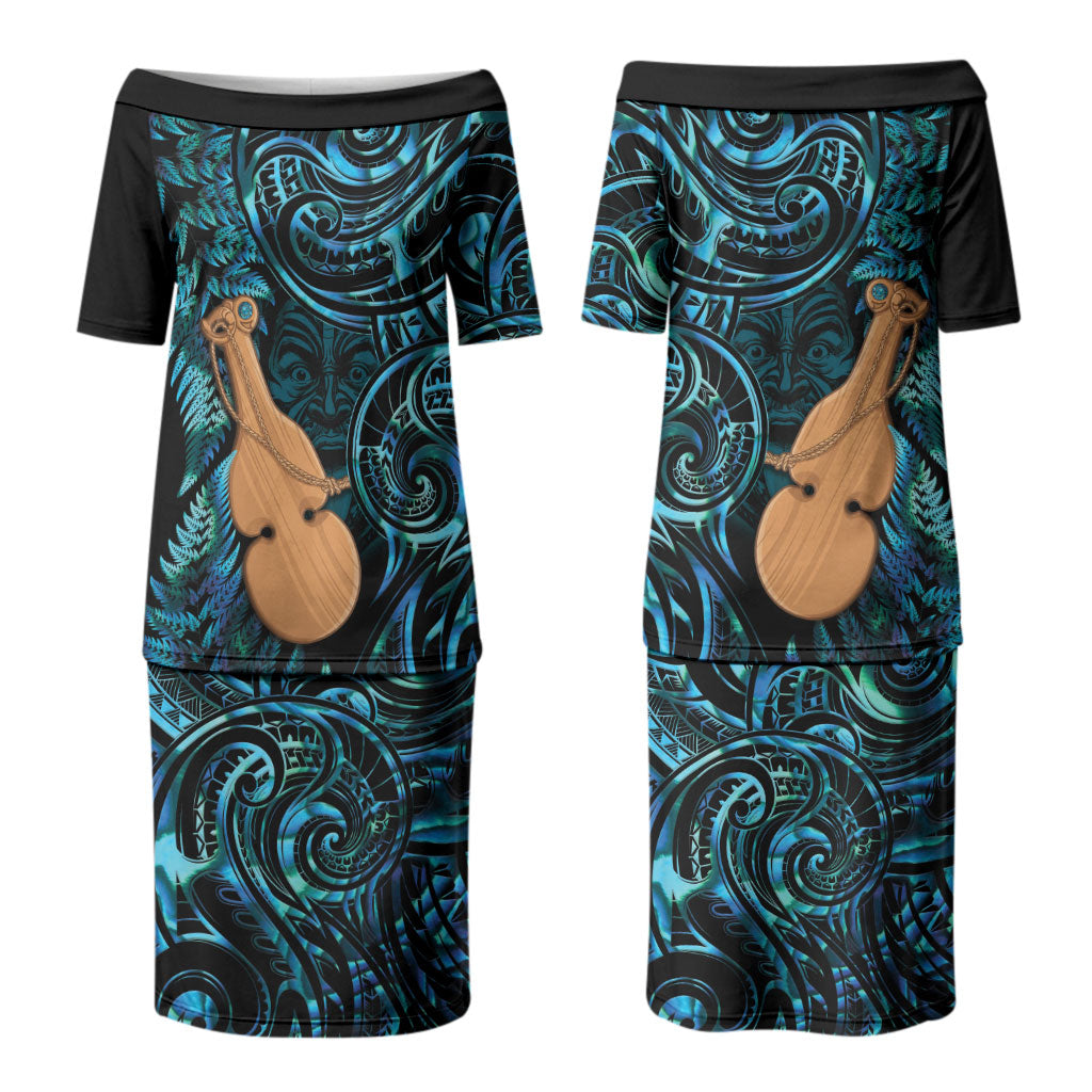 Kotiate New Zealand Couples Matching Puletasi and Hawaiian Shirt Maori Weapon Paua Shell Haka Fern LT14 - Polynesian Pride