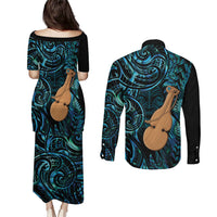 Kotiate New Zealand Couples Matching Puletasi and Long Sleeve Button Shirt Maori Weapon Paua Shell Haka Fern LT14 - Polynesian Pride