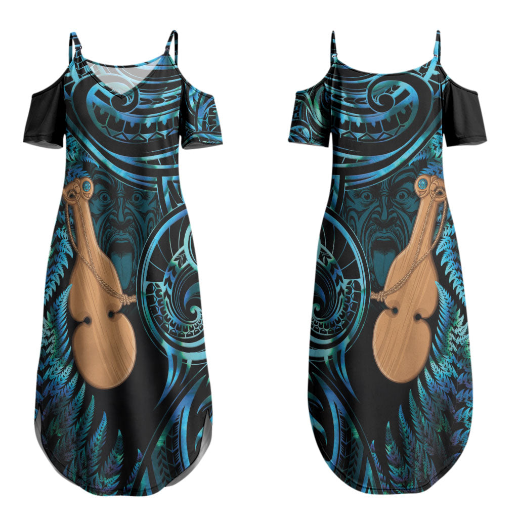 Kotiate New Zealand Couples Matching Summer Maxi Dress and Hawaiian Shirt Maori Weapon Paua Shell Haka Fern LT14 - Polynesian Pride