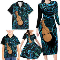 Kotiate New Zealand Family Matching Long Sleeve Bodycon Dress and Hawaiian Shirt Maori Weapon Paua Shell Haka Fern LT14 - Polynesian Pride