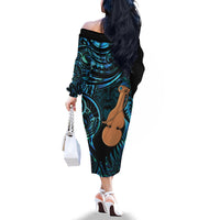 Kotiate New Zealand Family Matching Off The Shoulder Long Sleeve Dress and Hawaiian Shirt Maori Weapon Paua Shell Haka Fern LT14 - Polynesian Pride