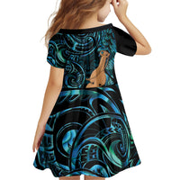 Kotiate New Zealand Family Matching Summer Maxi Dress and Hawaiian Shirt Maori Weapon Paua Shell Haka Fern LT14 - Polynesian Pride