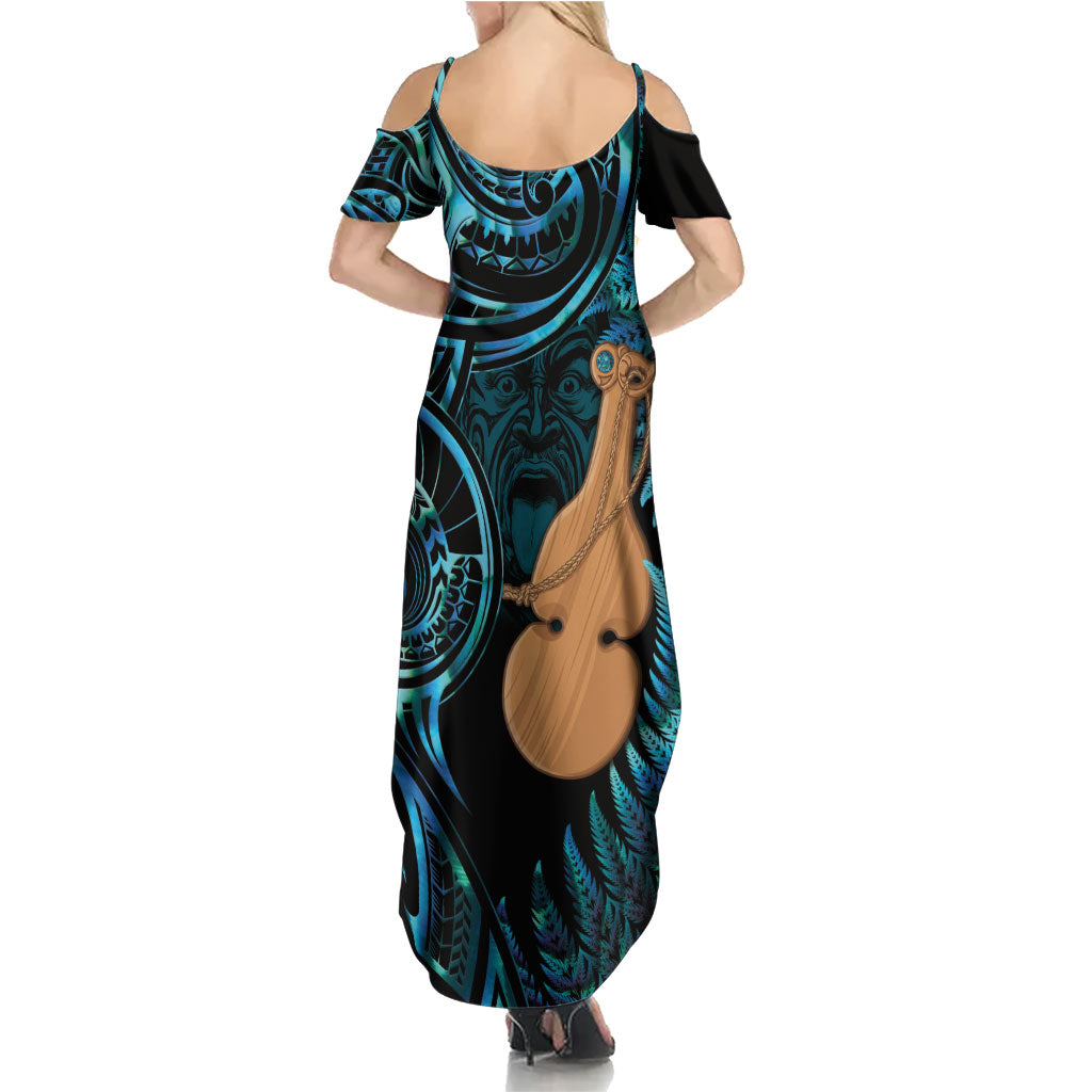 Kotiate New Zealand Family Matching Summer Maxi Dress and Hawaiian Shirt Maori Weapon Paua Shell Haka Fern LT14 - Polynesian Pride