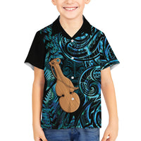 Kotiate New Zealand Family Matching Tank Maxi Dress and Hawaiian Shirt Maori Weapon Paua Shell Haka Fern LT14 Son's Shirt Turquoise - Polynesian Pride