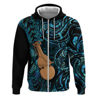 Kotiate New Zealand Hoodie Maori Weapon Paua Shell Haka Fern LT14 Zip Hoodie Turquoise - Polynesian Pride