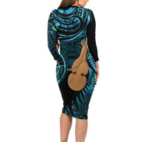 Kotiate New Zealand Long Sleeve Bodycon Dress Maori Weapon Paua Shell Haka Fern LT14 - Polynesian Pride