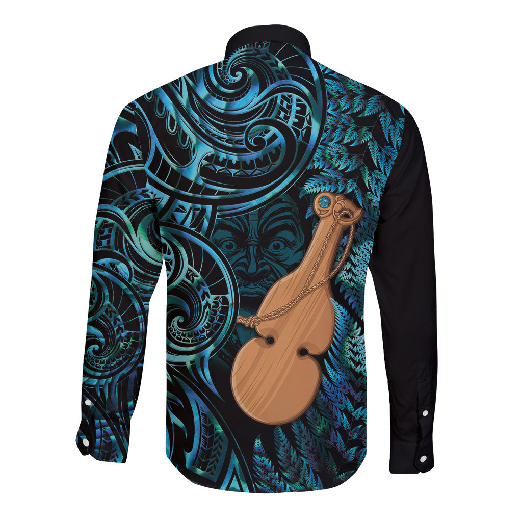 Kotiate New Zealand Long Sleeve Button Shirt Maori Weapon Paua Shell Haka Fern LT14 - Polynesian Pride