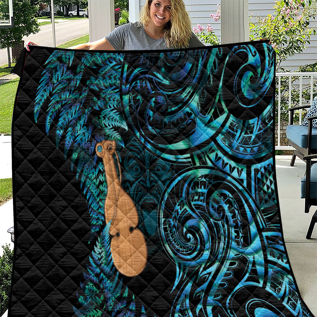 Kotiate New Zealand Quilt Maori Weapon Paua Shell Haka Fern LT14 Turquoise - Polynesian Pride