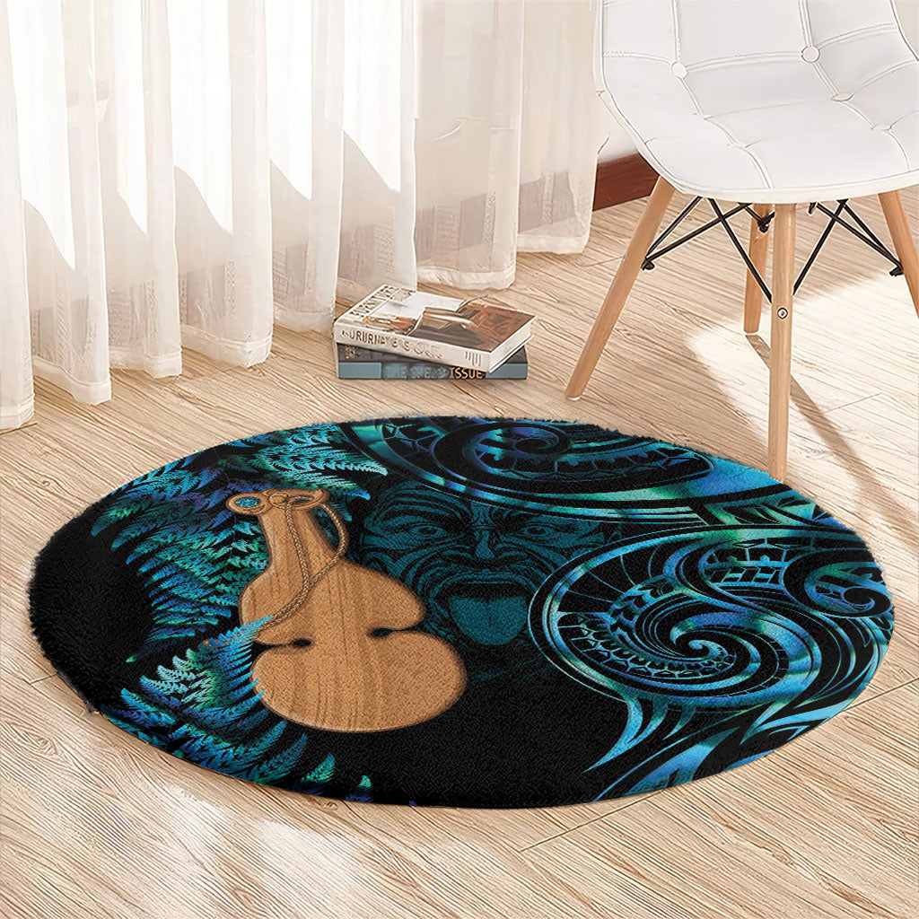 Kotiate New Zealand Round Carpet Maori Weapon Paua Shell Haka Fern LT14 - Polynesian Pride