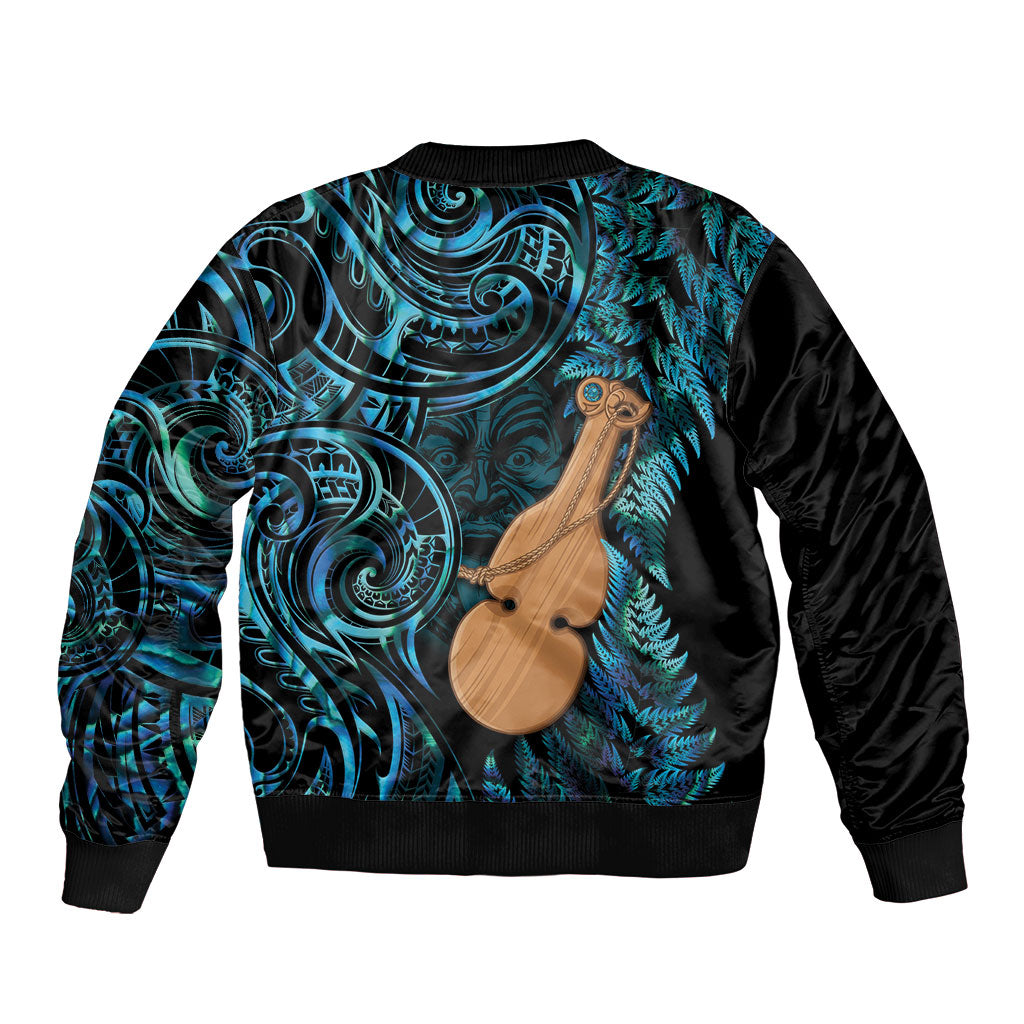 Kotiate New Zealand Sleeve Zip Bomber Jacket Maori Weapon Paua Shell Haka Fern LT14 - Polynesian Pride