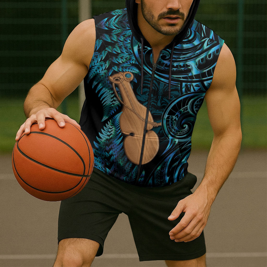 Kotiate New Zealand Sleeveless Zip Hoodie Maori Weapon Paua Shell Haka Fern LT14 - Polynesian Pride