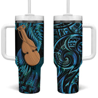 Kotiate New Zealand Tumbler With Handle Maori Weapon Paua Shell Haka Fern LT14 One Size: 40 oz Turquoise - Polynesian Pride
