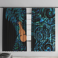 Kotiate New Zealand Window Curtain Maori Weapon Paua Shell Haka Fern LT14 With Hooks Turquoise - Polynesian Pride