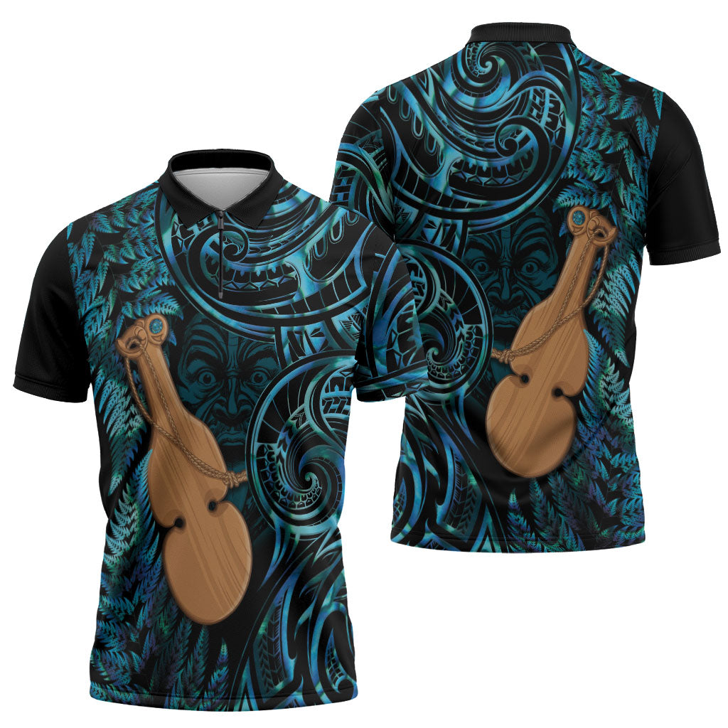 Kotiate New Zealand Zipper Polo Shirt Maori Weapon Paua Shell Haka Fern LT14 - Polynesian Pride