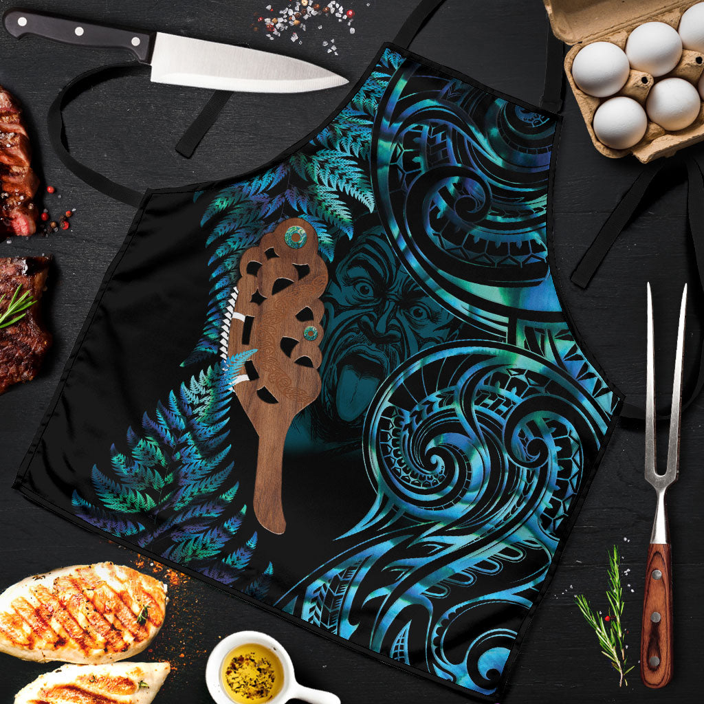 Maripi New Zealand Apron Maori Weapon Paua Shell Haka Fern LT14 Turquoise - Polynesian Pride