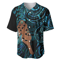 Maripi New Zealand Baseball Jersey Maori Weapon Paua Shell Haka Fern LT14 Turquoise - Polynesian Pride