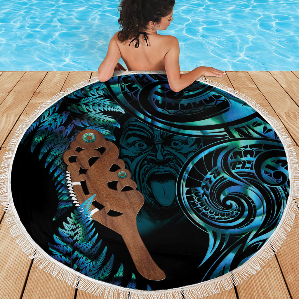 Maripi New Zealand Beach Blanket Maori Weapon Paua Shell Haka Fern LT14 - Polynesian Pride