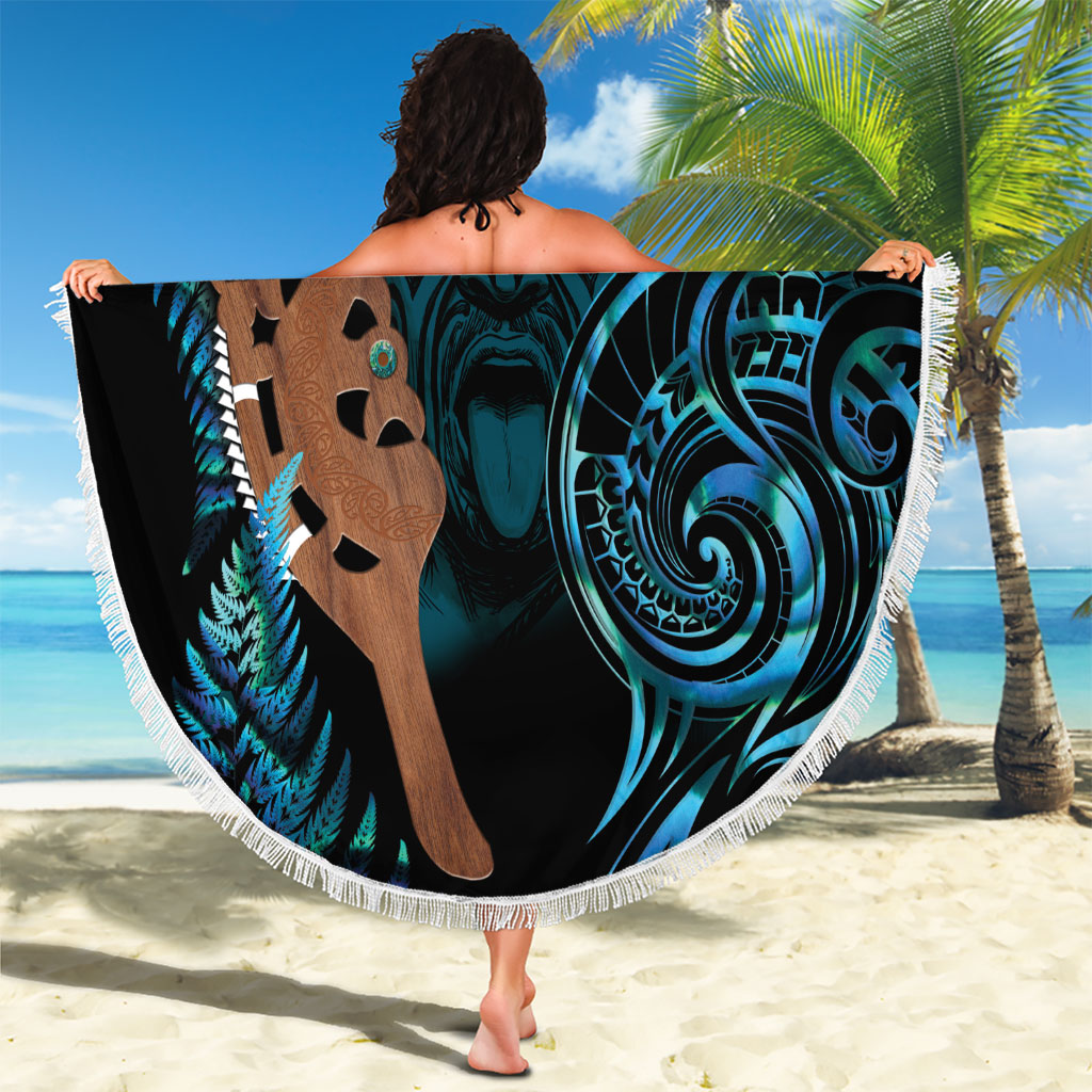 Maripi New Zealand Beach Blanket Maori Weapon Paua Shell Haka Fern LT14 - Polynesian Pride